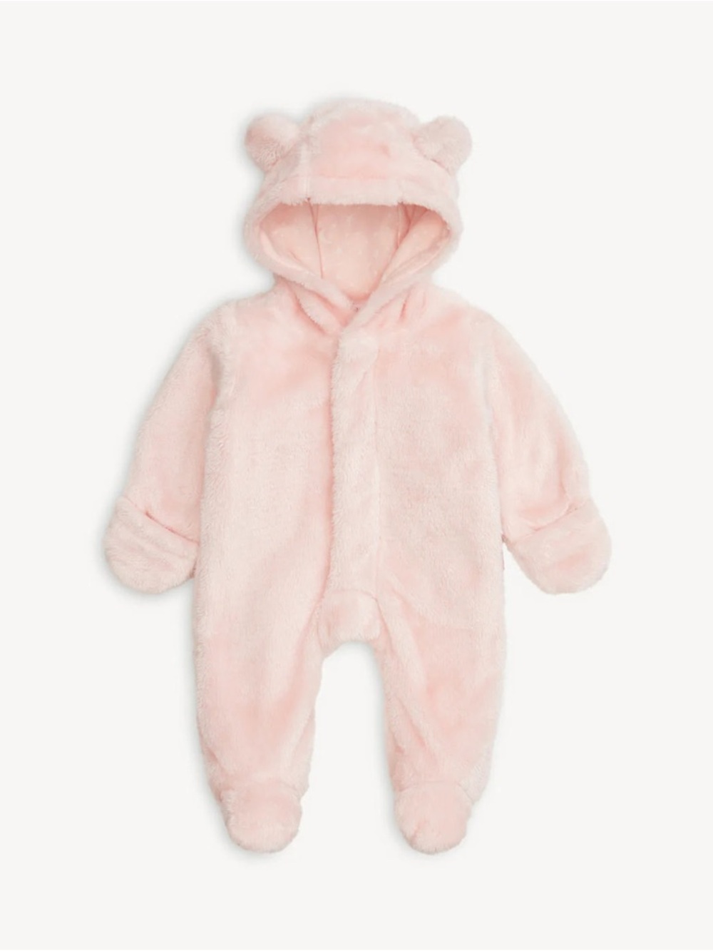 Magnetic Me Minky Pink Blossom Plush Bear Hooded Pram 3-6 6-9 months